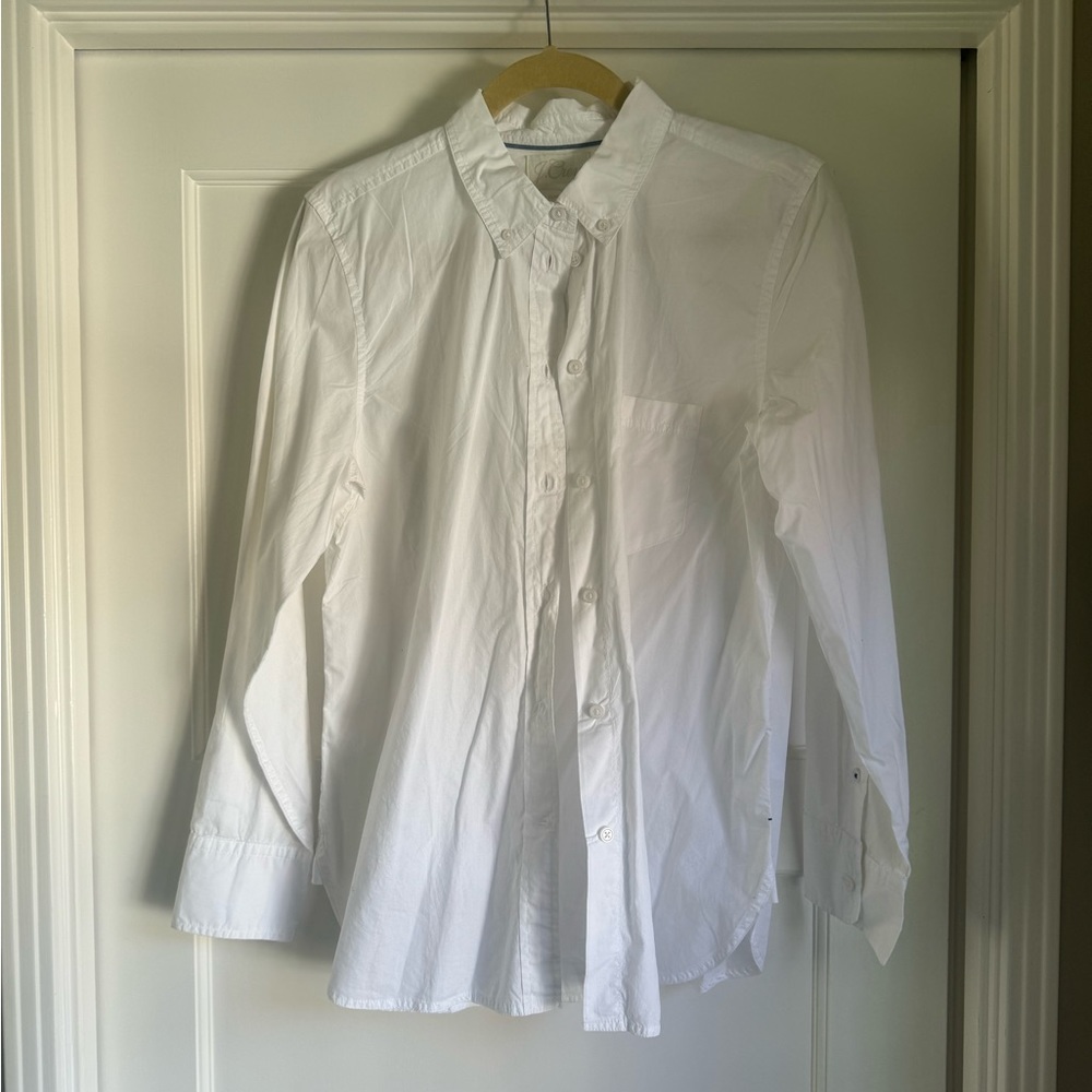 J. Crew Classic White Button Down Shirt Sized Medium